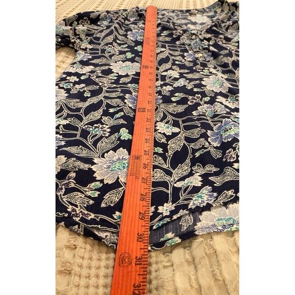 Old Navy Blouse Size XL Navy Floral Pattern   Boho Peasant Flowy Long Tunic Top - Picture 10 of 11